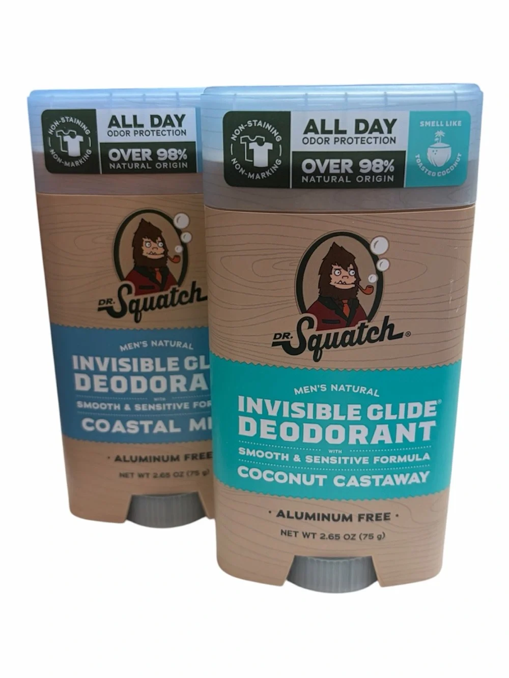 Dr Squatch Men's Natural Invisible Glide Deodorant, 2 Pack
